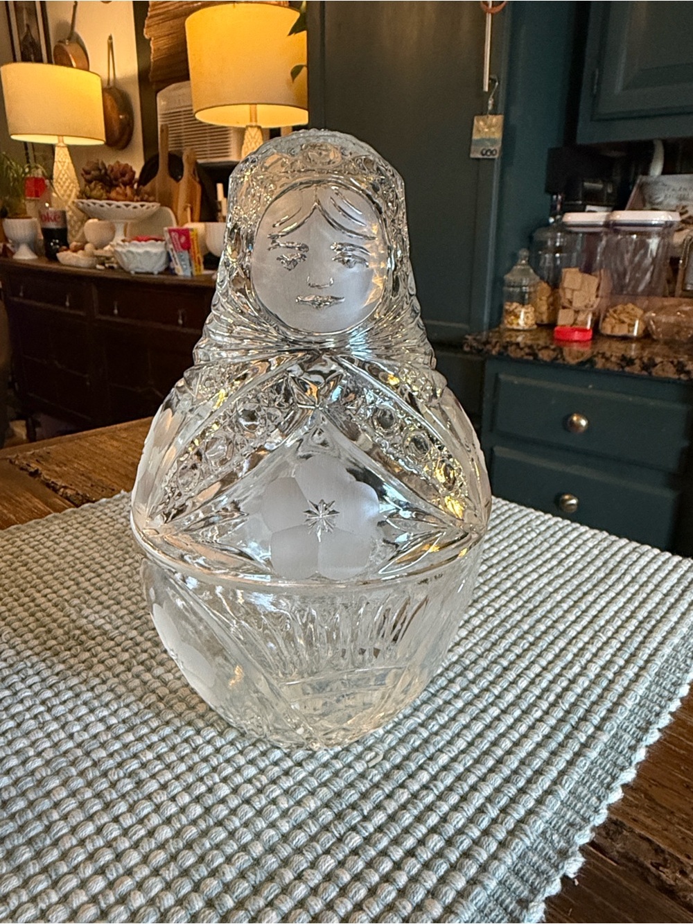 Clear Glass Matryoshka-Style Decorative Jar - Clear